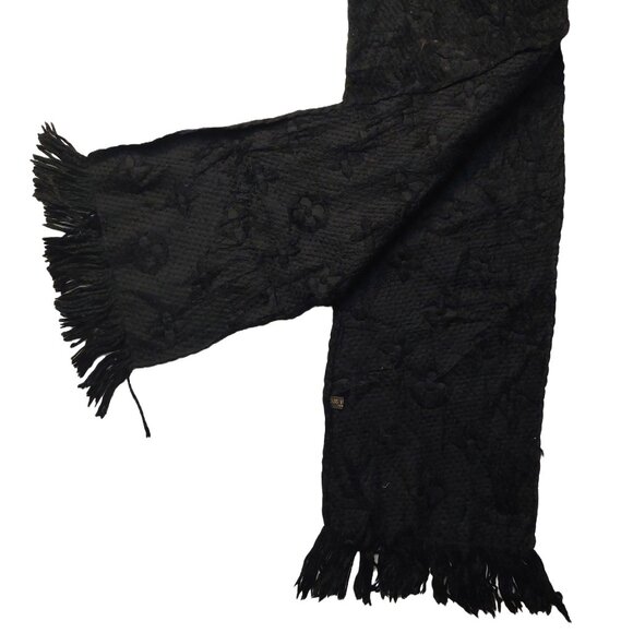Louis Vuitton LV Black Monogram Logomania Scarf Pre-Owned - Picture 3 of 9